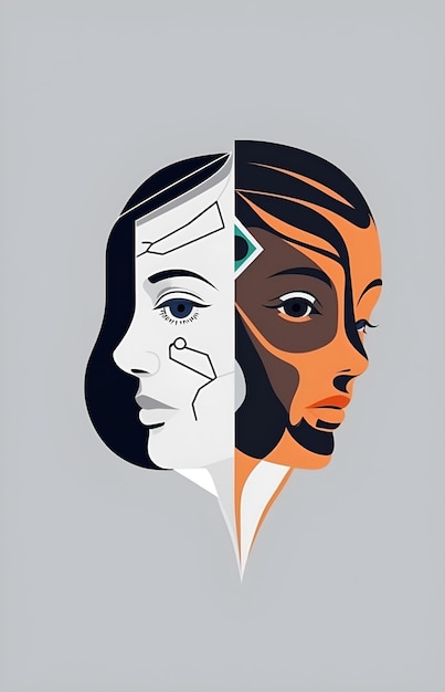 Plakat z dwiema twarzami i jedną ze słowem kontur