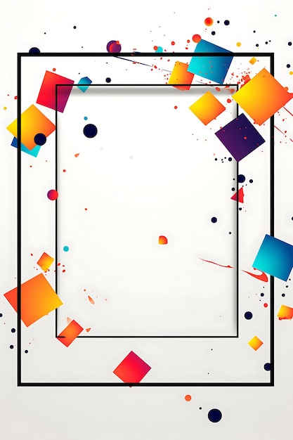 Zdjęcie plakat z kolorowymi kwadratami i ramką, na której znajduje się słowo
