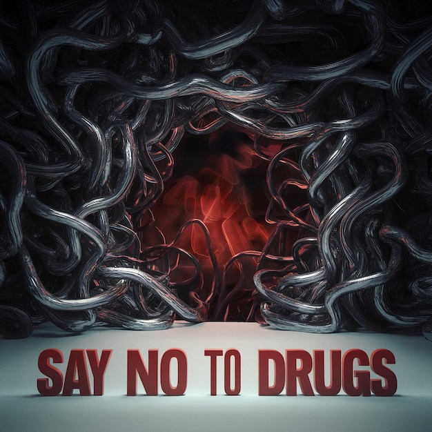 Plakat z napisem "Nie do narkotyków".