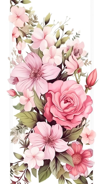 Plakat z różowymi różami i słowami wiosna.