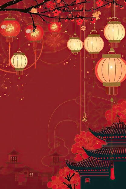 Plakat z tapetą w tle chińskiego nowego roku