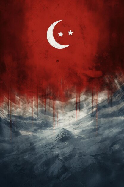 Plakat z turecką flagą Ilustracja AI Generative