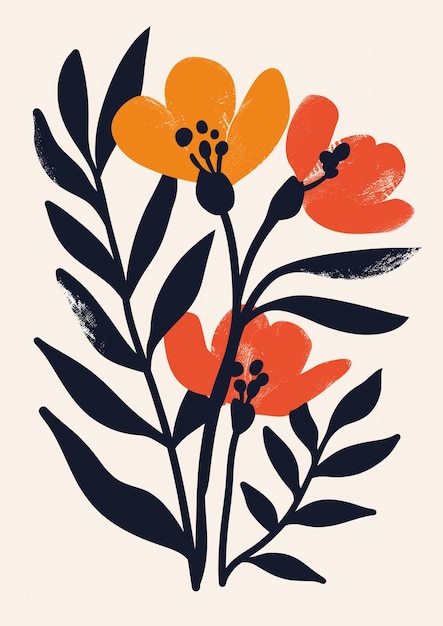 Plakat z wyciętymi kwiatami inspirowany Matisse'em