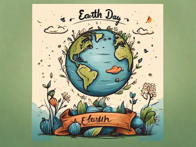 plakat z zdjęciem planety Ziemia i słowami Dzień Ziemi