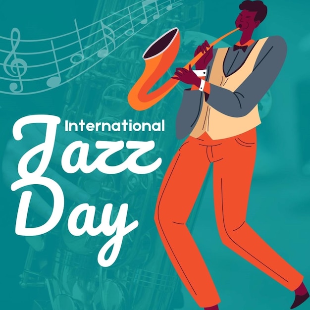 plakat zespołu jazzowego z instrumentem muzycznym