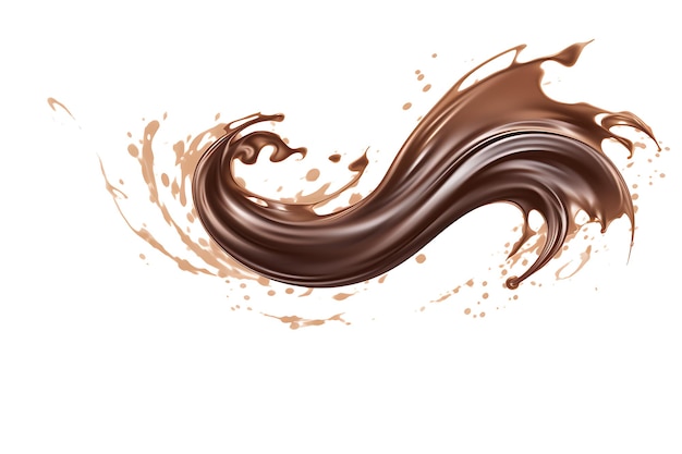 Plama mleka i ciemnej czekolady lub kawy zmieszane w wir izolowany na przezroczystym tle