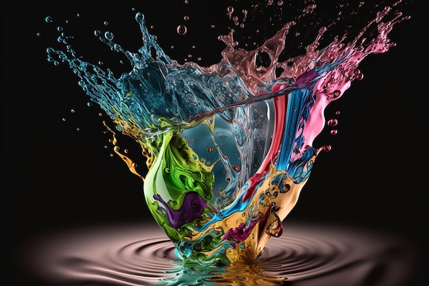 Plamka farby Kolorowe abstrakcyjne tło Digital Art kolorowy płyn pływający w trendowych kolorach różowy pomarańczowy niebieski i fioletowy 3d