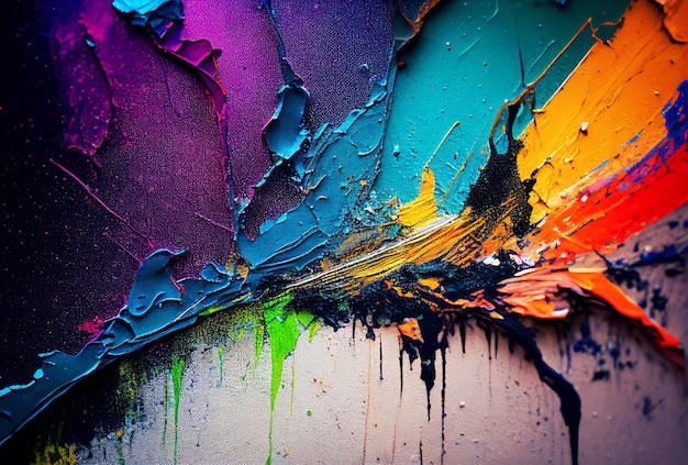 Plamy jasnej farby na płótnie Malowanie wnętrz Piękne tło Generacyjna sztuczna inteligencja