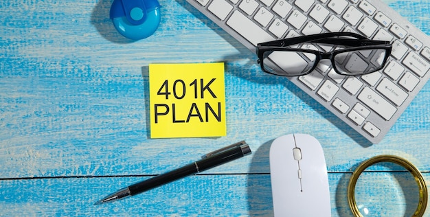 Plan 401K na karteczce Koncepcja biznesowa