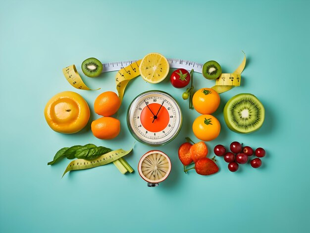 Plan diety i utrata masy ciała zdjęcie prawidłowe odżywianie warzywa i owoce dla planu diety jedzenie dietetyczne
