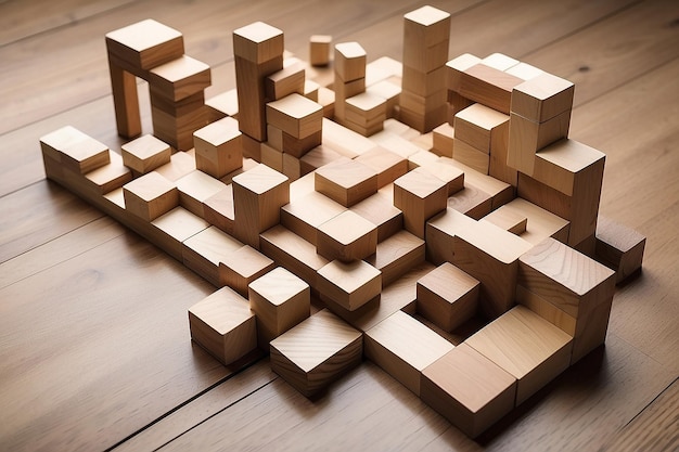 Zdjęcie plan i strategia budowy bloków drewnianych