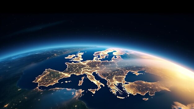 Planet Earth Europe 3d rendering pięknie wykonany za pomocą Generative AI