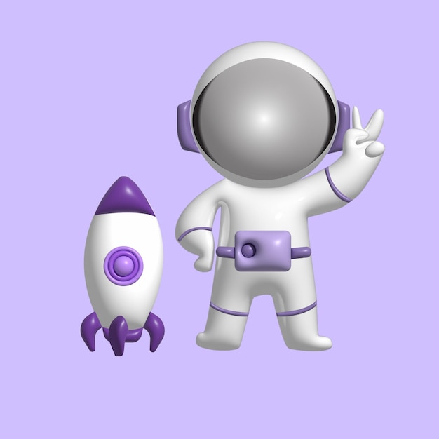 Zdjęcie planeta astronauta i obiekt kosmiczny koncepcja przestrzenna realistyczny obiekt 3d w stylu kreskówki