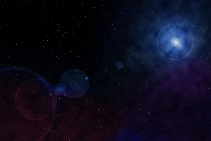 Zdjęcie planeta na gwiaździstym niebie, kosmos. dźwięk promieniowania kosmicznego, szum tła wszechświata