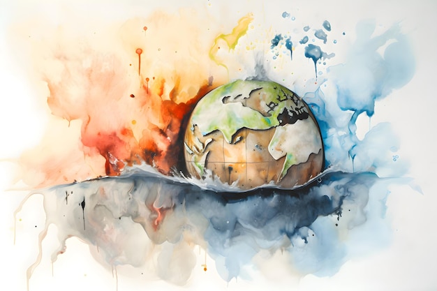 Planeta płonie Ilustracja o globalnym ociepleniu i zmianach klimatycznych Generative AI 4