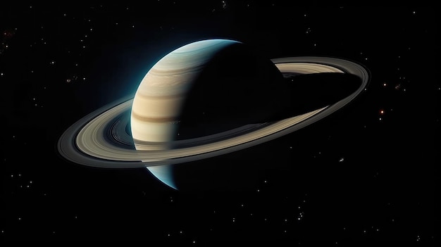 Planeta Saturn z pierścieniem wokół niej