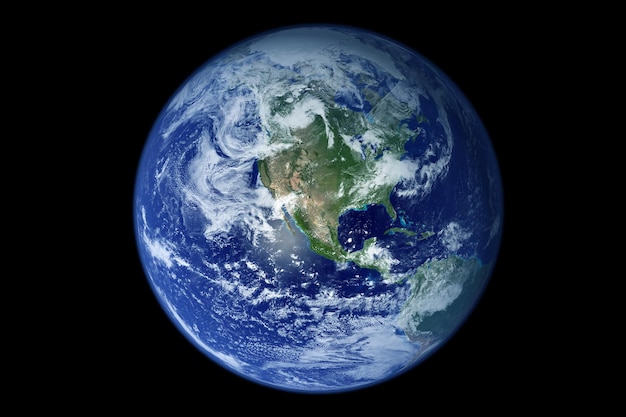 Planeta Ziemia na ciemnym tle Elementy tego obrazu zostały dostarczone przez NASA Zdjęcie wysokiej jakości