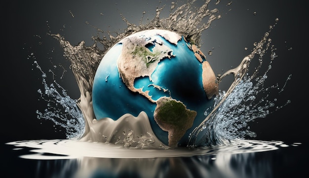 Planeta ziemia w plusk wody