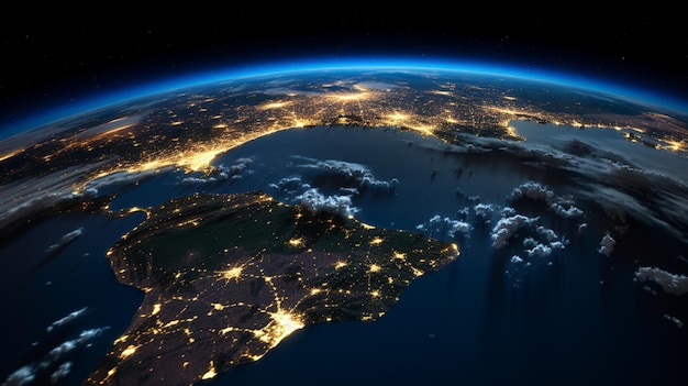 Planeta Ziemia widok Japonii w nocy