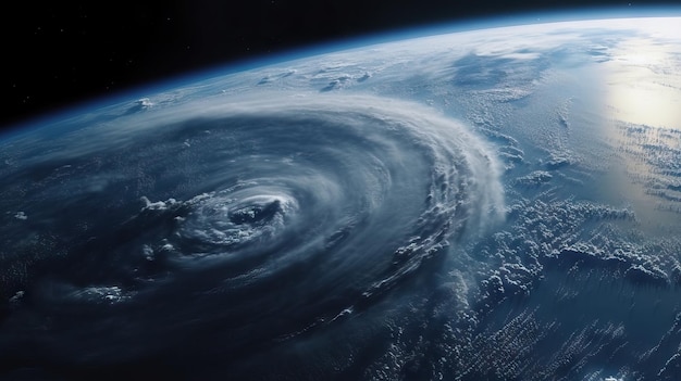 Planeta ziemia z kosmosu scena filmowa koniec świata jak chwila huraganu z satelitów