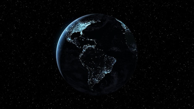 Planeta Ziemia z realistyczną geografią powierzchni i orbitalną atmosferą chmur 3D