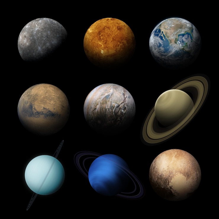 Zdjęcie planety układu słonecznego izolowane na czarnym tle elementy tego obrazu dostarczone przez nasa