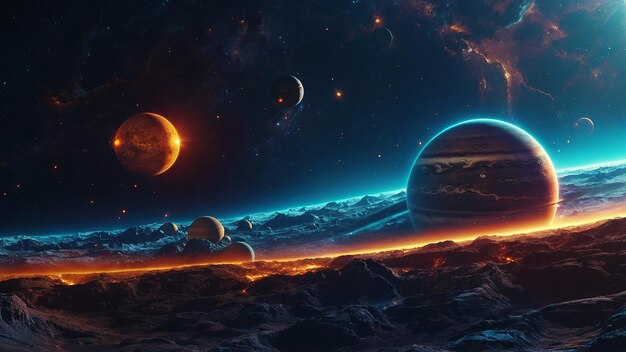 Planety Układu Słonecznego we wszechświecie zdjęcia AI
