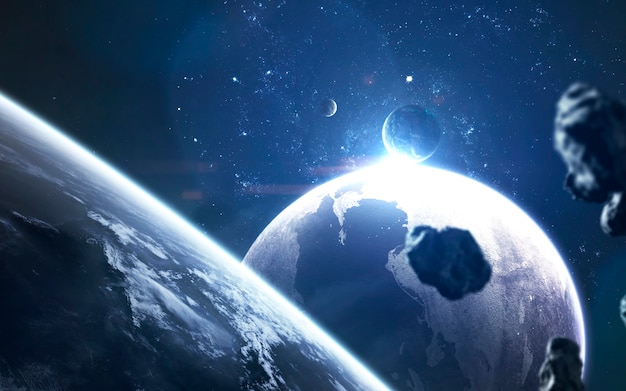 Planety w kosmosie, tapeta science fiction z supernową, narodziny gwiazdy. Elementy tego zdjęcia dostarczone przez NASA