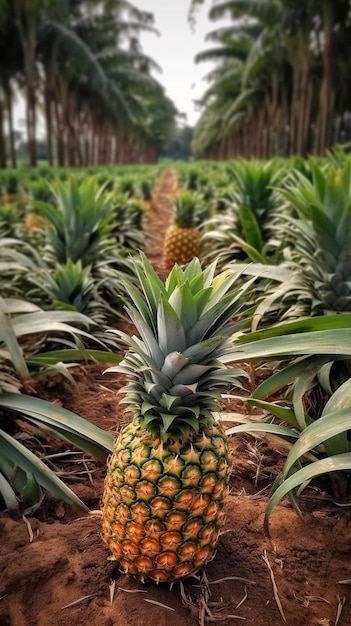 Plantacje ananasów na wyspie Bali Indonezja Ananasy rosną na ziemi generatywnie