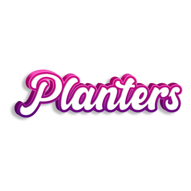 Planters typografia 3d projekt żółty różowy biały tło zdjęcie jpg