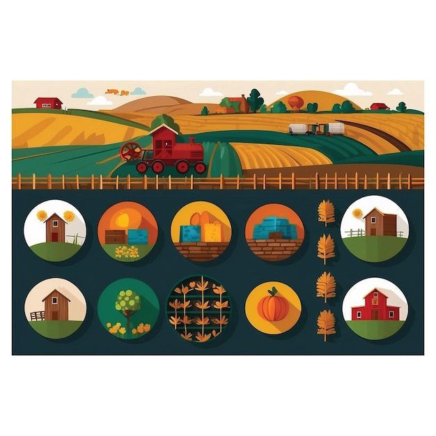 Zdjęcie płaska ikona wzornictwa obrazu z tematem rolniczym