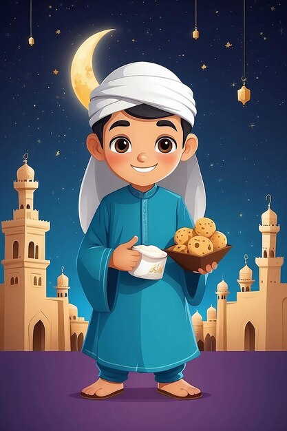Płaska ilustracja Eid al-Fitr i Eid Mubarak