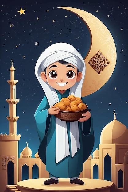 Płaska ilustracja Eid al-Fitr i Eid Mubarak