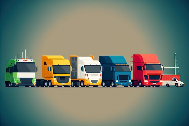 Płaska ilustracja konwoju ciężarówek