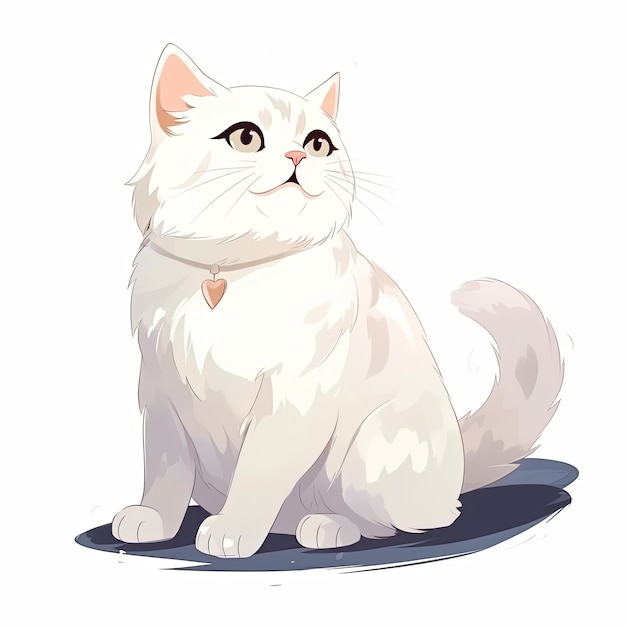 Zdjęcie płaska ilustracja uroczego, przyjemnego, przyjaznego dla kotów postaci na białym tle