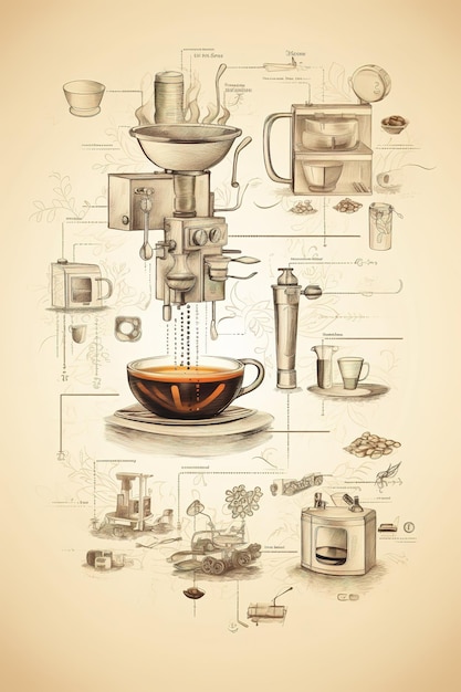 Płaska konstrukcja ilustracji kawy
