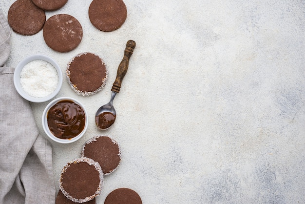 Płaska Konstrukcja Pysznych Alfajores Z Miejsca Na Kopię