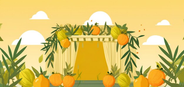 Płaska konstrukcja szczęśliwa ilustracja transparentu sukkot