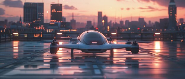 Płaska startowa Urban Air Mobility na eleganckim dachu