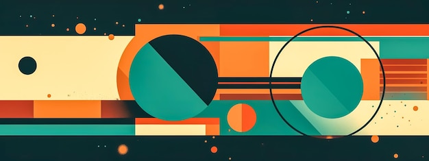Zdjęcie płaski baner w stylu retro z turkusową i pomarańczową przestrzenią do kopiowania wykonany za pomocą generative ai