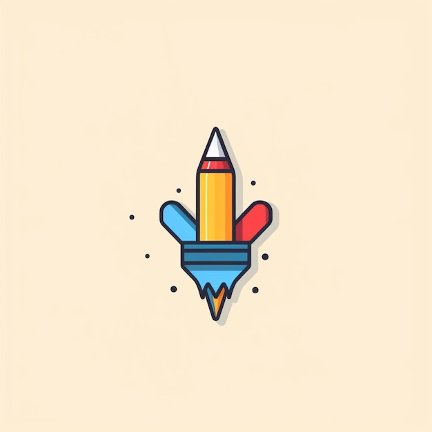 Zdjęcie płaski kolorowy ołówek i ołówek wektor logo