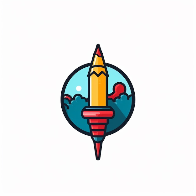płaski kolorowy ołówek i ołówek wektor logo