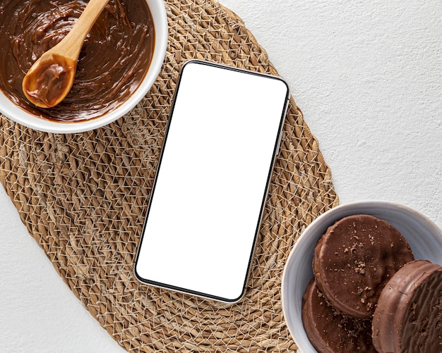 Płaski układ ciasteczek alfajores z miejscem na kopię