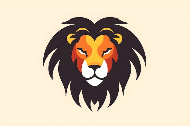 Płaskie logo głowa lwa minimalny wektor ilustracja projekt generowany ai