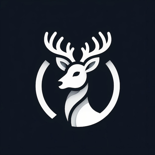 płaskie logo zwierzęcego jelenia na czarnym tle
