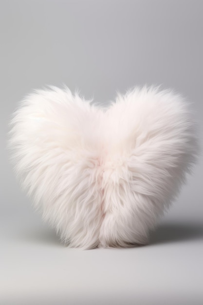 Płaskie serce wykonane z białego futra Miłość romans dzień walentynki