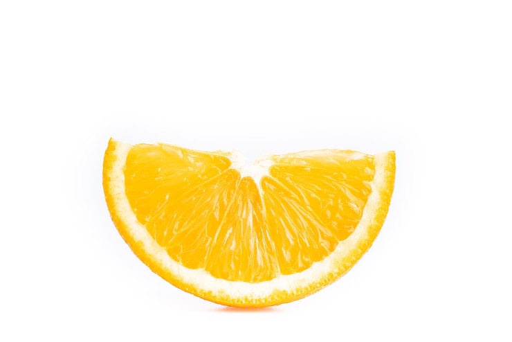 Zdjęcie plasterki orange.orange na białym tle. owoc