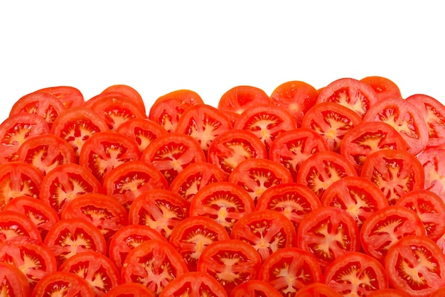 Plasterki pomidora tło Widok z góry