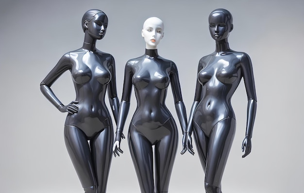 Plastikowe Manekiny Stylowych Dziewcząt Monumentalna Sztuka Eleganckich Kobiet Modny Projekt Modeli W Różnych Pozycjach