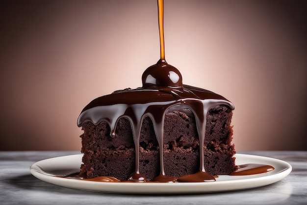 Zdjęcie płaszcz pysznego ciasta czekoladowego